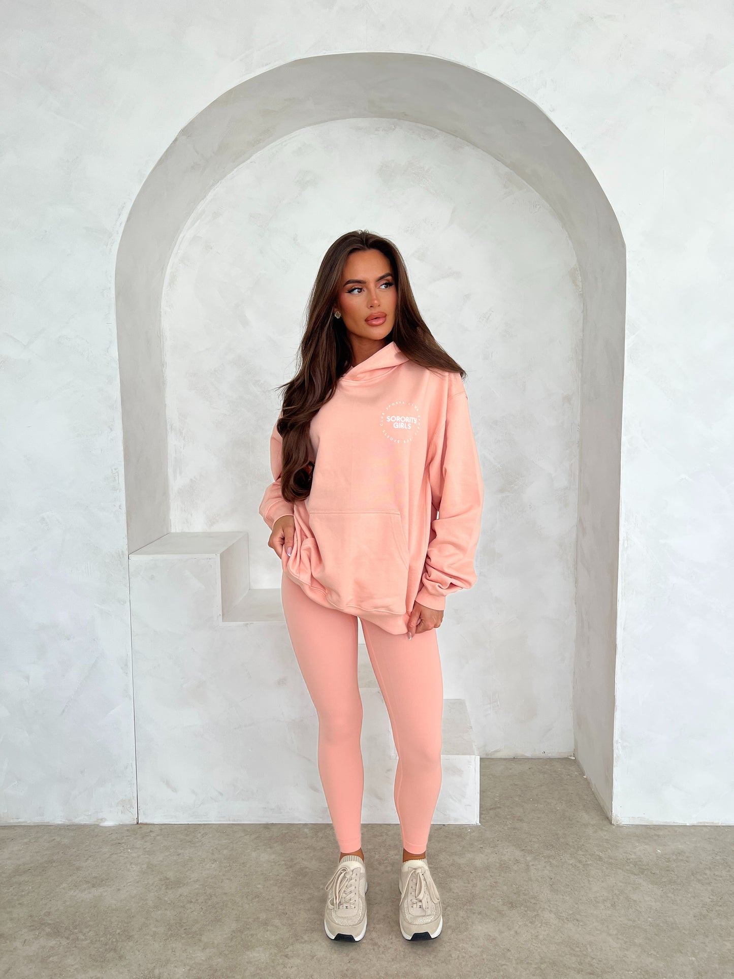 Sorority Girls Sports Club Oversized Hoodie - Peach