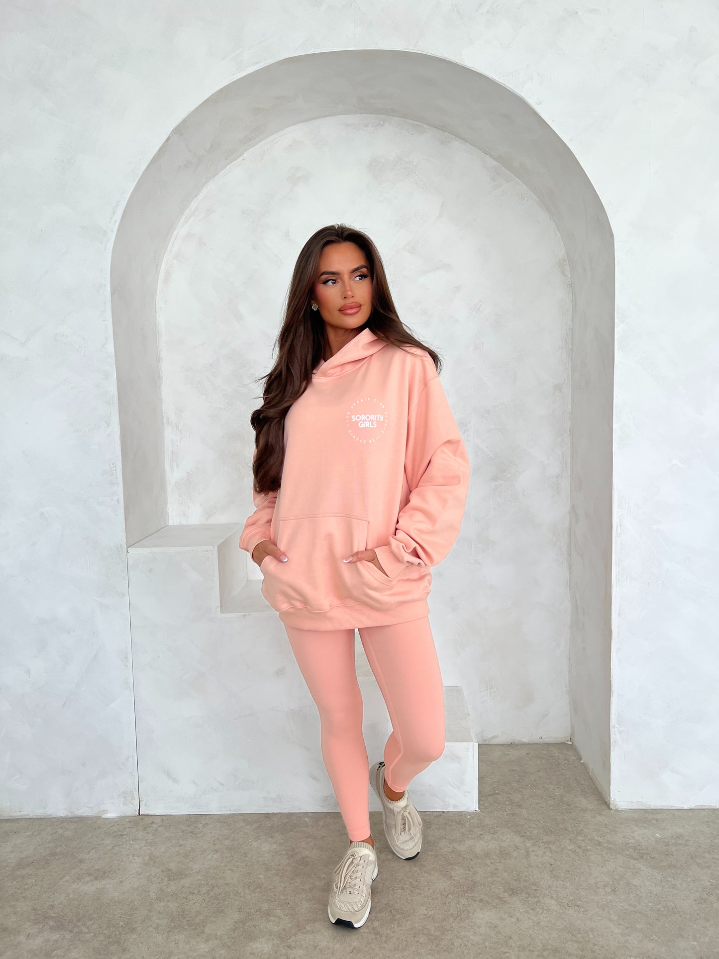Sorority Girls Sports Club Oversized Hoodie - Peach