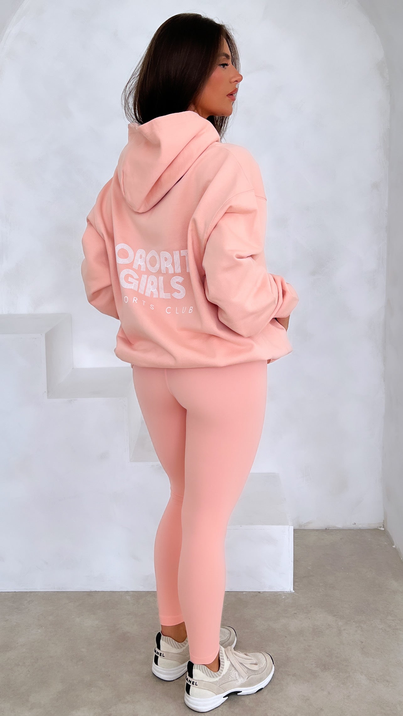 Sorority Girls Sports Club Oversized Hoodie - Peach